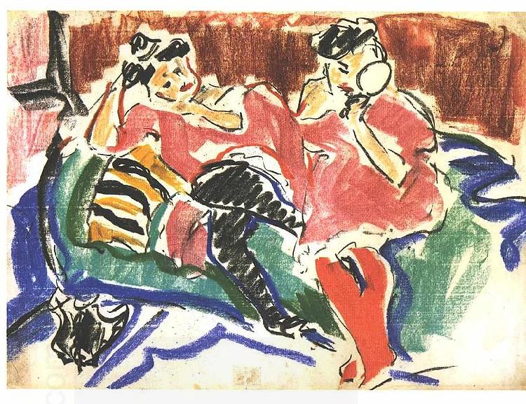 Ernst Ludwig Kirchner Two women at a couch China oil painting art